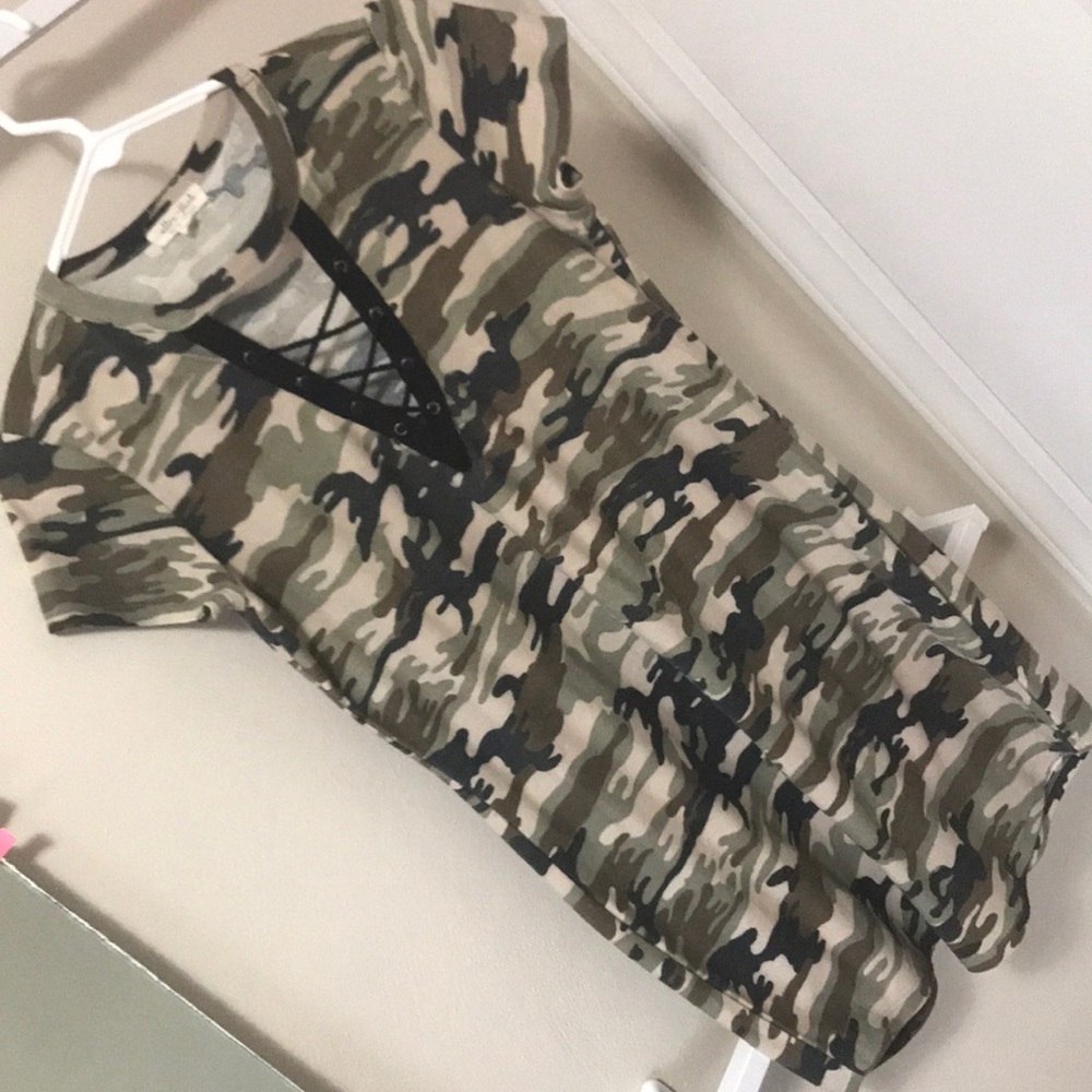 Camo laced up casual dress